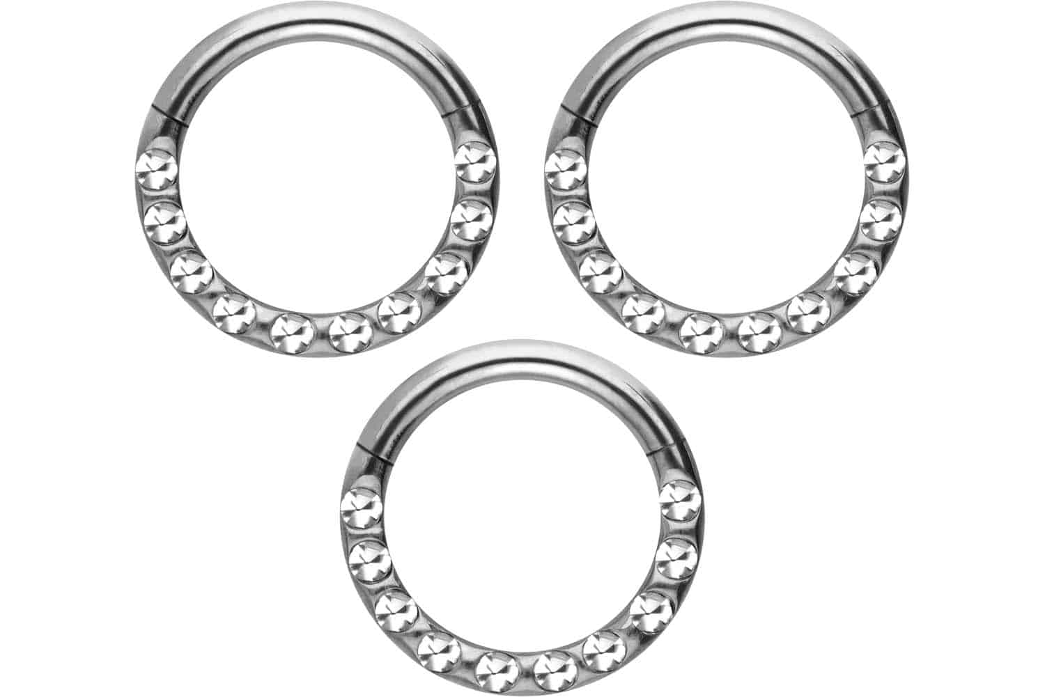 SET Chirurgenstahl Segmentring Clicker Piercing KRISTALLE + EPOXY